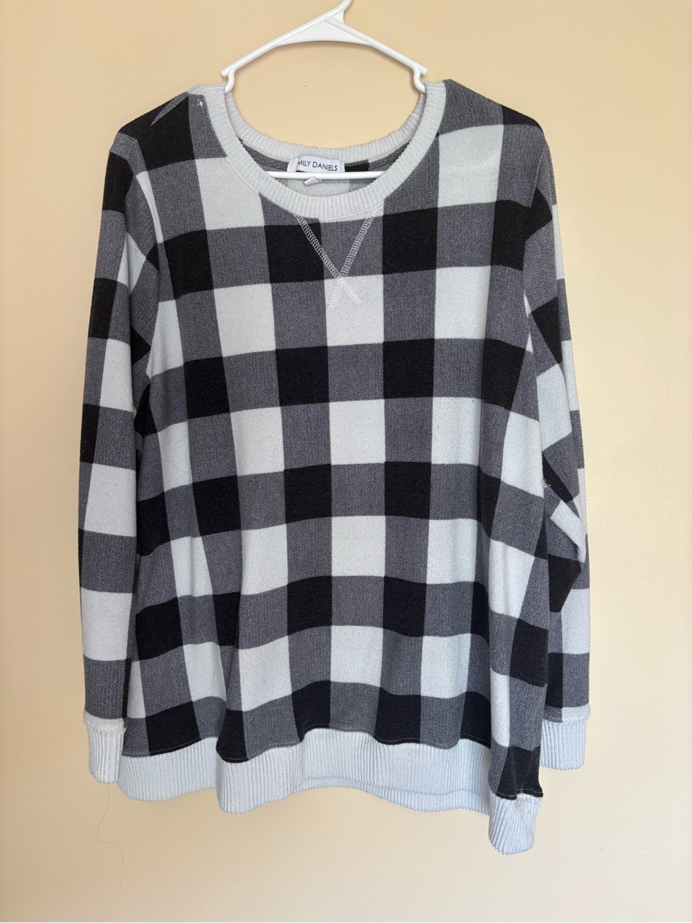 Mix & Match Black and Light Gray Buffalo Check Crewneck Sweater - Joy Daniels
